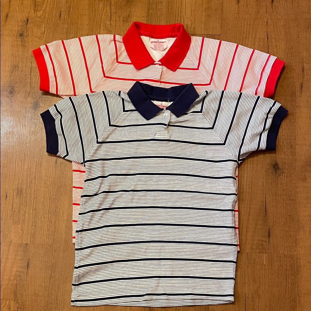 Sportscraft Kids Polo Shirt Duo - Red and Navy Stripes